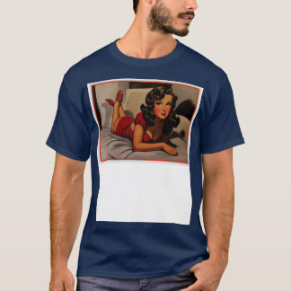Camiseta Brunette Pinup Chica en rojo