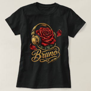 Camiseta Bruno Vintage Headphone Rose, Nombre Pers