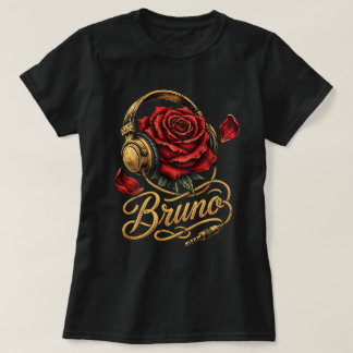 Camiseta Bruno Vintage Headphone Rose, Nombre Pers