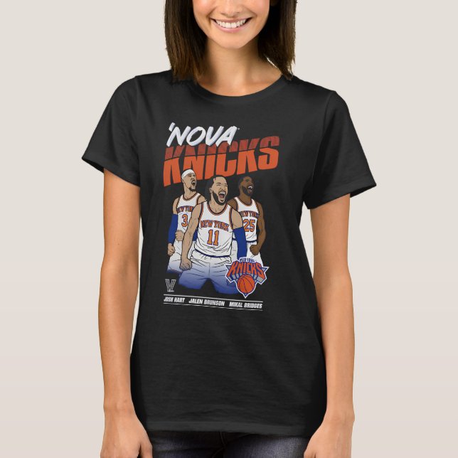 Camiseta Brunson,Hart y Bridges Para Nova Knicks (Anverso)