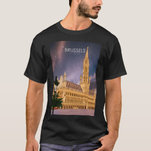 Camiseta Bruselas Bélgica Viaje Mínimo Retro Mínimo