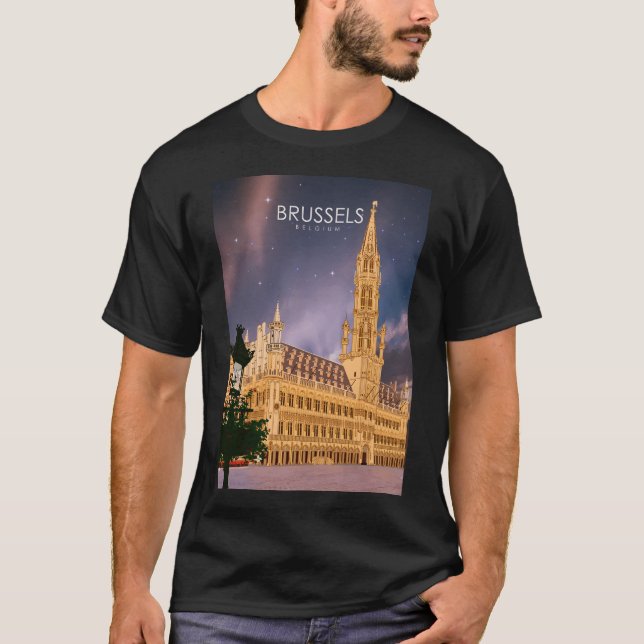 Camiseta Bruselas Bélgica Viaje Mínimo Retro Mínimo (Anverso)