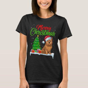 Camiseta Bruselas Griffon Dog Árbol de Navidad Luces Navida