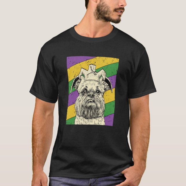 Camiseta Bruselas Griffon Jester Mardi Gras Perro Mamá o Pa (Anverso)
