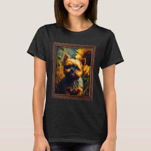 Camiseta Bruselas Griffon Pintando Flor De Girasol Mamá Muj