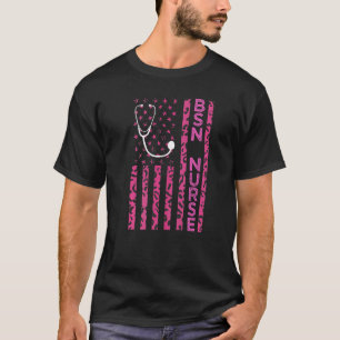 Camiseta BSN Enfermera Leopardo Imprimir Bandera Rosa de Es