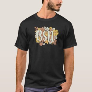 Camiseta BSN Licenciado En Ciencias En Flores De Enfermería