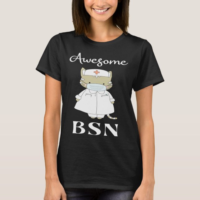 Camiseta BSN Nurse Nursing Graduation Awesome Nurse Cat (Anverso)