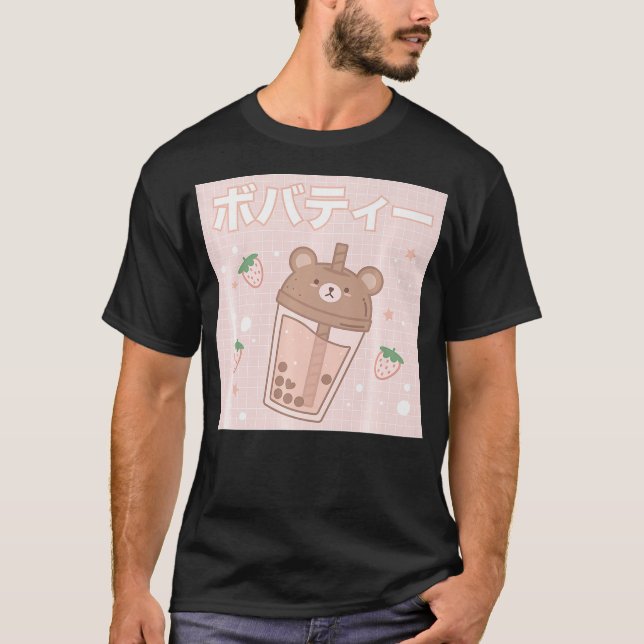 Camiseta Bubble Milk Tea Boba Cute Bear Kawaii Aesthetic (Anverso)