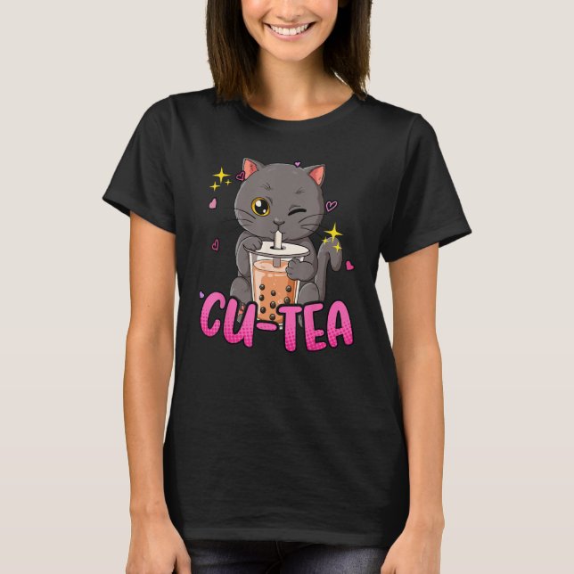 Camiseta Bubble Tea Cat Cu Tea Boba (Anverso)