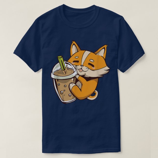 Camiseta Bubble Tea Corgi Dog Boba  (Diseño del anverso)