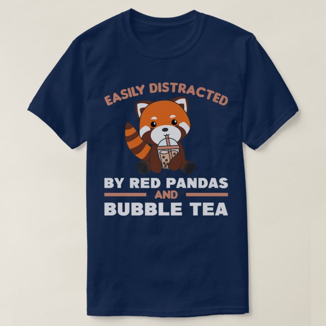 Camiseta Bubble Tea Red Panda With Chocolate Tea Sweet Red  (Diseño del anverso)