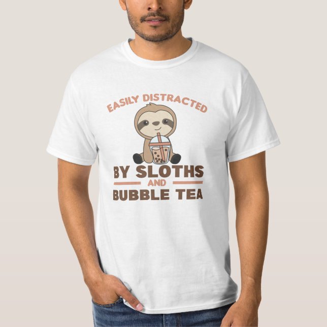 Camiseta Bubble Tea Sloth Chocolate Cute Animals Boba (Anverso)