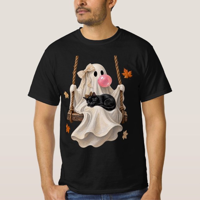 Camiseta Bubblegum Ghost & Black Cat Swing Halloween  (Anverso)