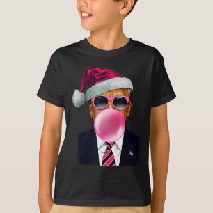 Camiseta Bubblegum Trump Soplando Chicle Navidad Rosa 