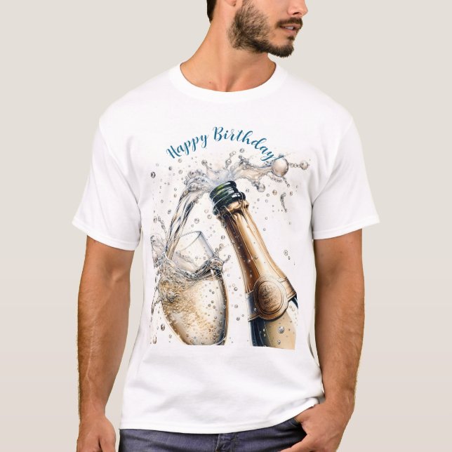 Camiseta Bubbly champagne Happy Birday (Anverso)