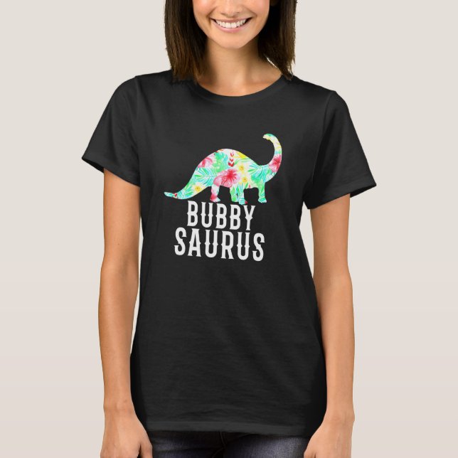 Camiseta Bubbysauro Judío Yiddish Abuela Floral Dinosaurio (Anverso)