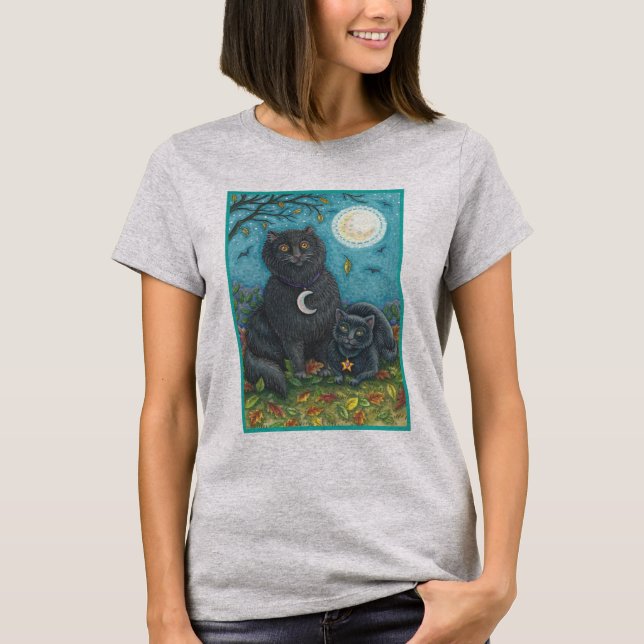 Camiseta BUBO & PYEWACKET GATO NEGRO HALLOWEEN T-SHIRT Gris (Anverso)