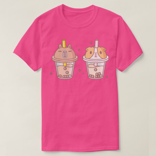 Camiseta Bubu and Moonch Capybara and Guinea pig Boba Tea (Diseño del anverso)