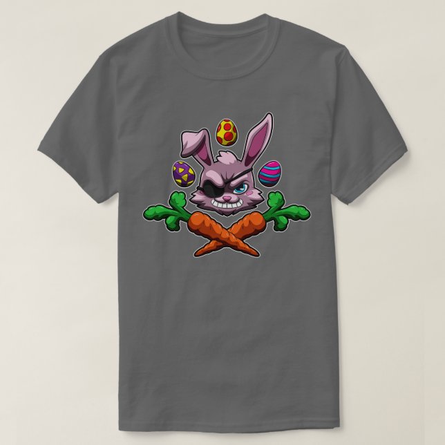 Camiseta Bucanero pirata de conejo de Pascua bajo bandera d (Diseño del anverso)