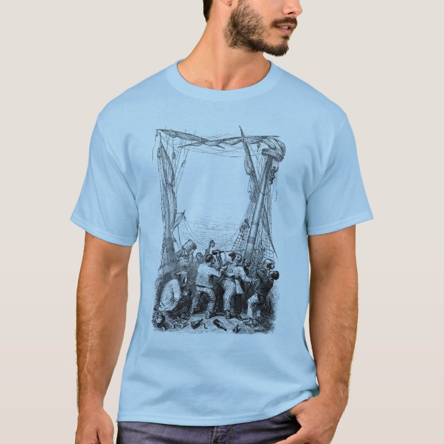 Camiseta Bucaneros de época y barco pirata naufragado (Anverso)