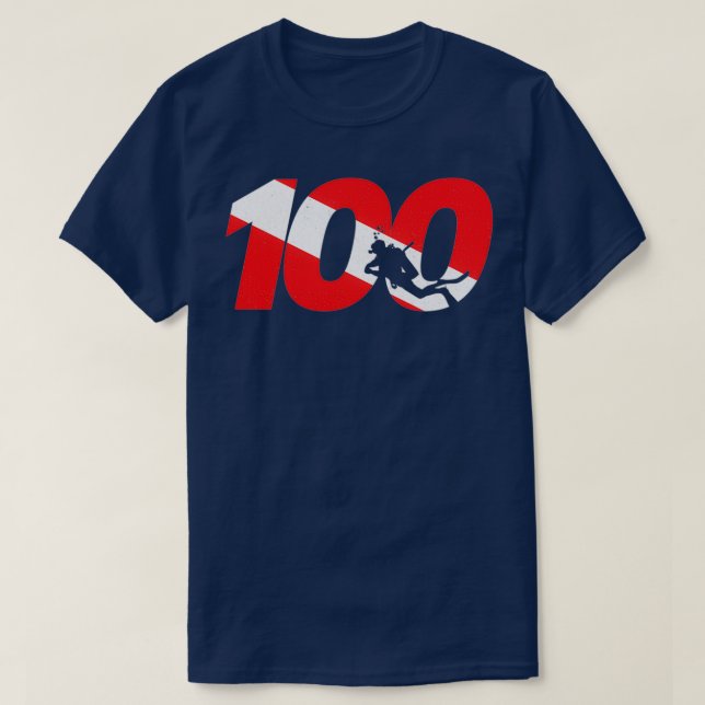 Camiseta Buceador certificado Scuba Buceador por 100 buceos (Diseño del anverso)