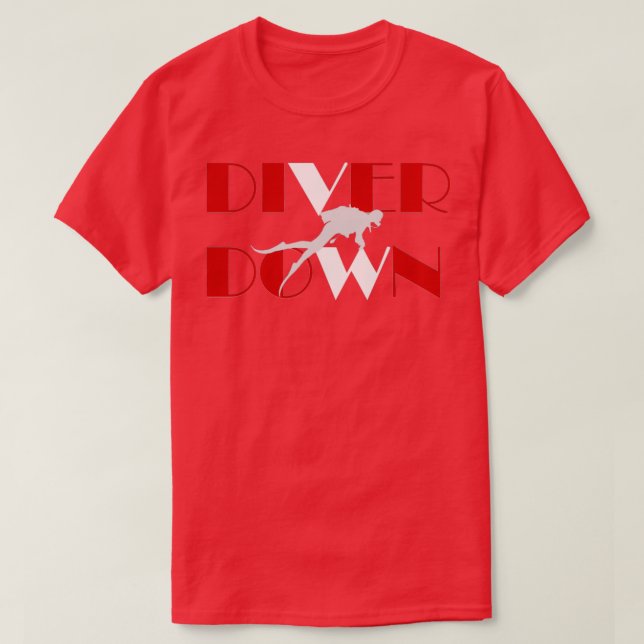 Camiseta Buceador de buceo con bandera roja y blanca (Diseño del anverso)