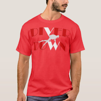 Camiseta Buceador de buceo con bandera roja y blanca