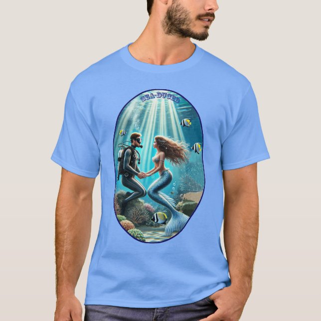 Camiseta Buceador de buceo SCUBA con sirena (Anverso)