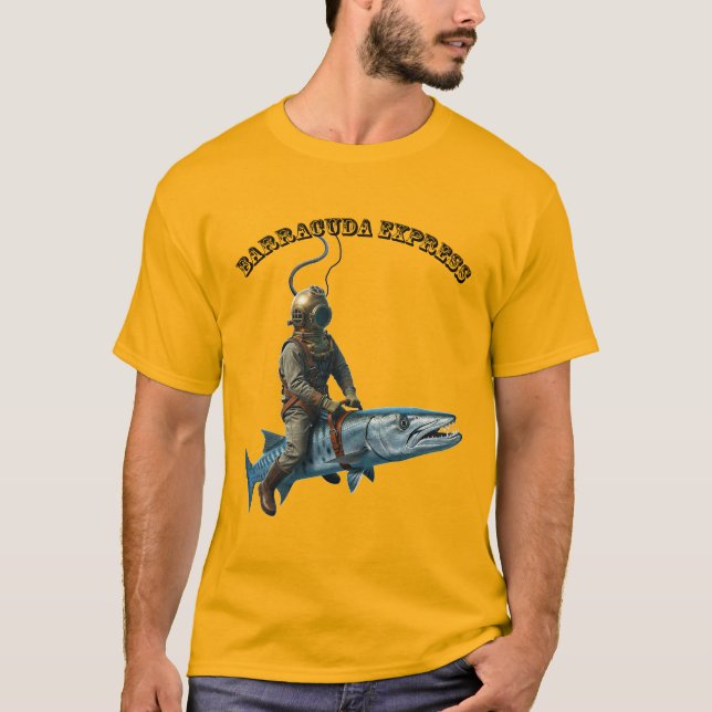 Camiseta Buceador de casco antiguo en barracuda (Anverso)