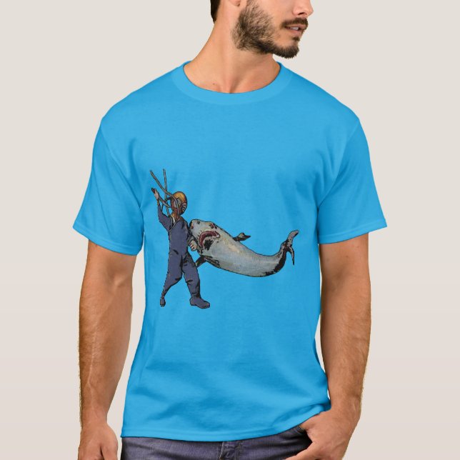 Camiseta Buceador de época con casco de buceo luchando cont (Anverso)