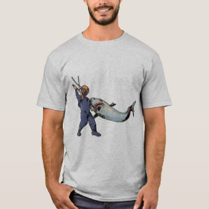 Camiseta Buceador de época con casco de buceo luchando cont