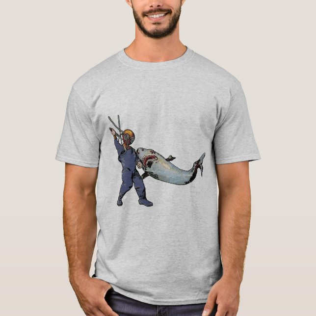Camiseta Buceador de época con casco de buceo luchando cont (Anverso)