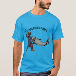 Camiseta Buceador de la época luchando contra un tiburón po