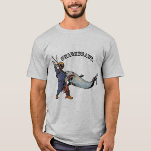 Camiseta Buceador de la época luchando contra un tiburón po