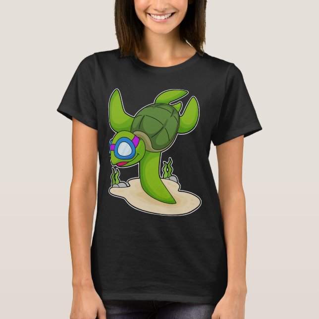 Camiseta Buceador de tortugas Natación gafas (Anverso)