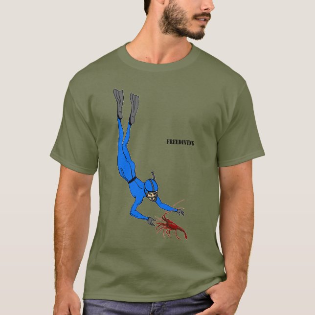 Camiseta Buceador libre observando una langosta espinosa (Anverso)