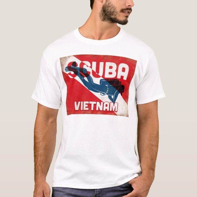 Camiseta Buceador Scuba de Vietnam - Retro azul (Anverso)