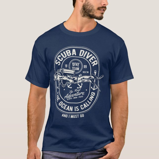 Camiseta Buceador Scuba llama el océano (Anverso)