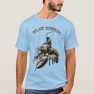 Camiseta Buceador vintage montando un langosta gigante