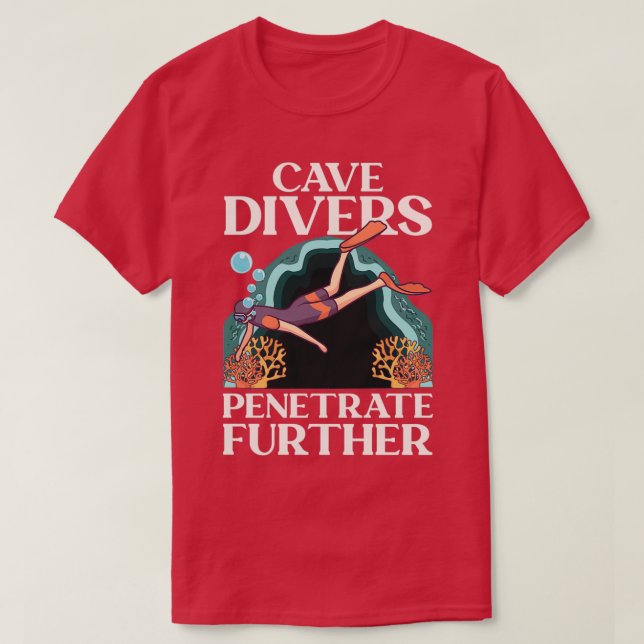 Camiseta Buceadores en cueva penetran en buceo (Diseño del anverso)