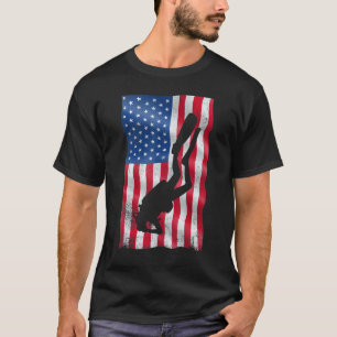 Camiseta Buceo Bandera Americana Entrenador De Buceo Profun