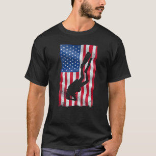 Camiseta Buceo Bandera Americana Entrenador De Buceo Profun