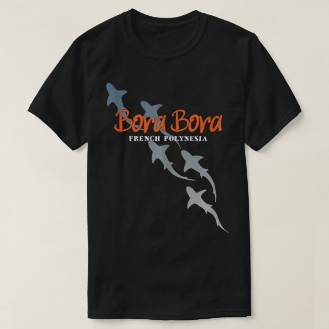 Camiseta Buceo Bora Bora Scuba Buceo con tiburones (Diseño del anverso)
