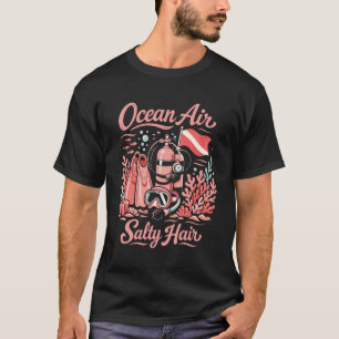Camiseta Buceo Buzo Océano Aire Cabello Salado