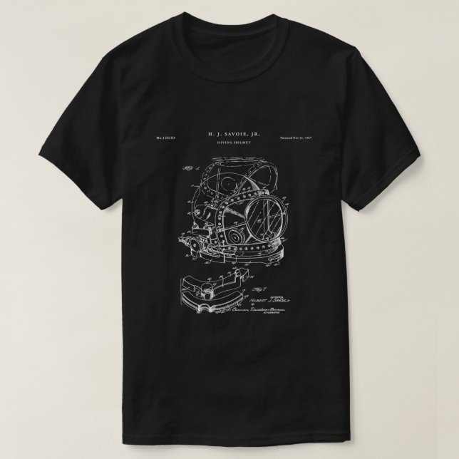 Camiseta Buceo con casco Patente scuba (Diseño del anverso)