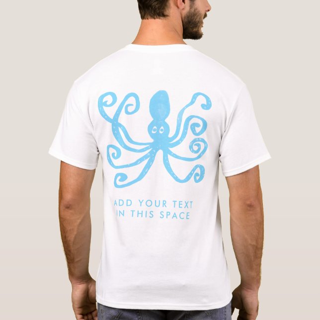 Camiseta Buceo con escafandra azul del pulpo (Reverso)