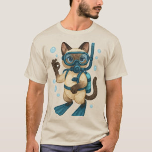 Camiseta Buceo con gato de buzo con signo de OK
