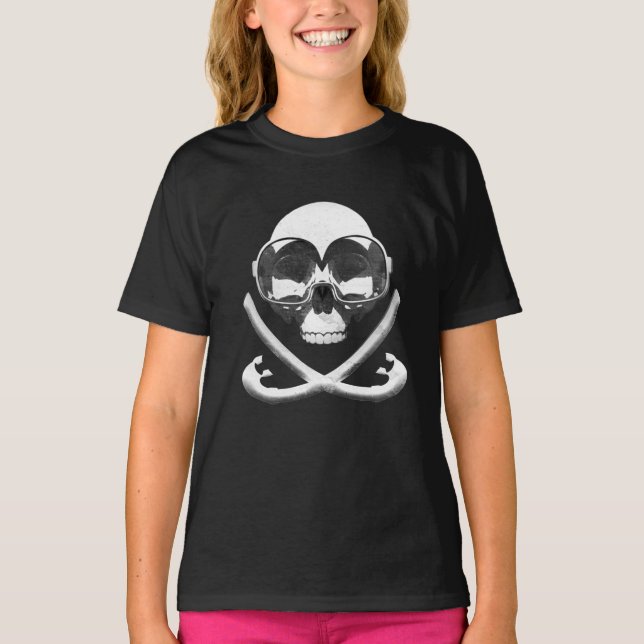 Camiseta Buceo con tubo y bandera de cráneo pirata de buceo (Anverso)