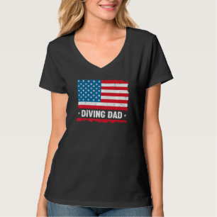 Camiseta Buceo Dad America Bandera Patriota Vintage
